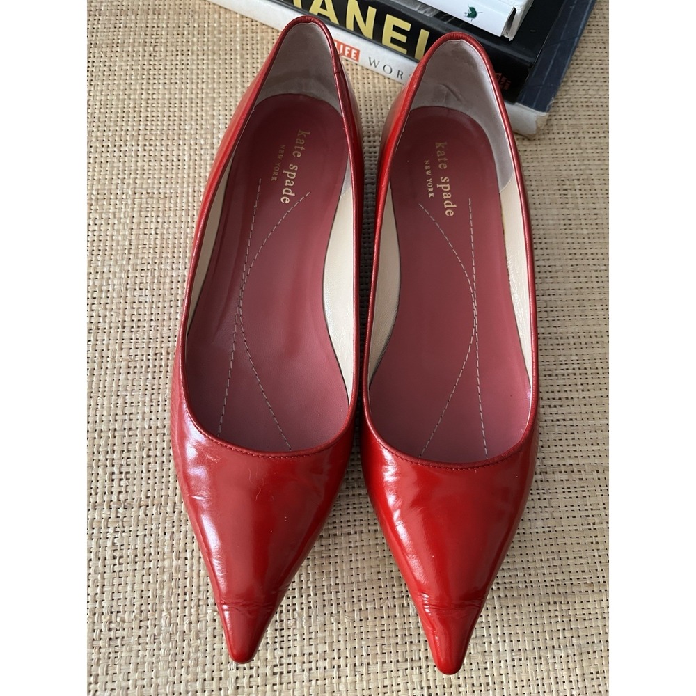 Kate Spade Size 7B Red Patent Leather Pointed Toe Flats